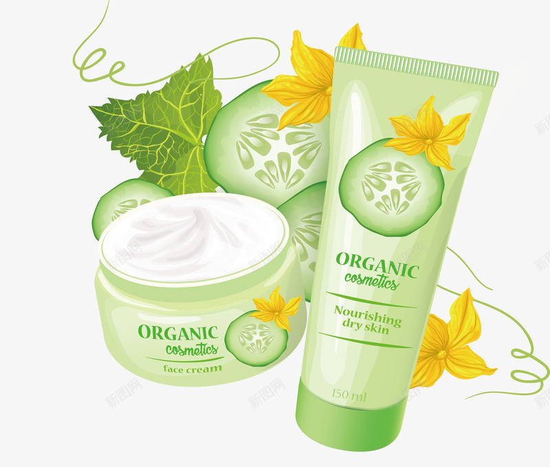 纯植物小黄瓜护肤品矢量图ai免抠素材_88icon https://88icon.com 小黄瓜 护肤品 护肤套装 植物护肤 矢量png 黄瓜面霜 矢量图