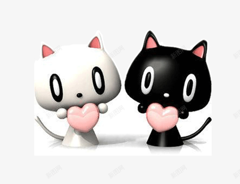 一对黑白猫咪png免抠素材_88icon https://88icon.com 动物 卡通手绘 猫咪 黑白