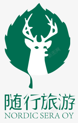 国外logo小鹿与树叶logo矢量图图标高清图片