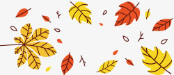 手绘秋天的落叶素材