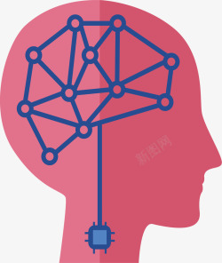 粉色结构人工智能大脑模型矢量图高清图片