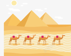 埃及金字塔旅游骆驼矢量图素材