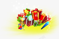 手绘彩色礼盒圣诞装饰素材