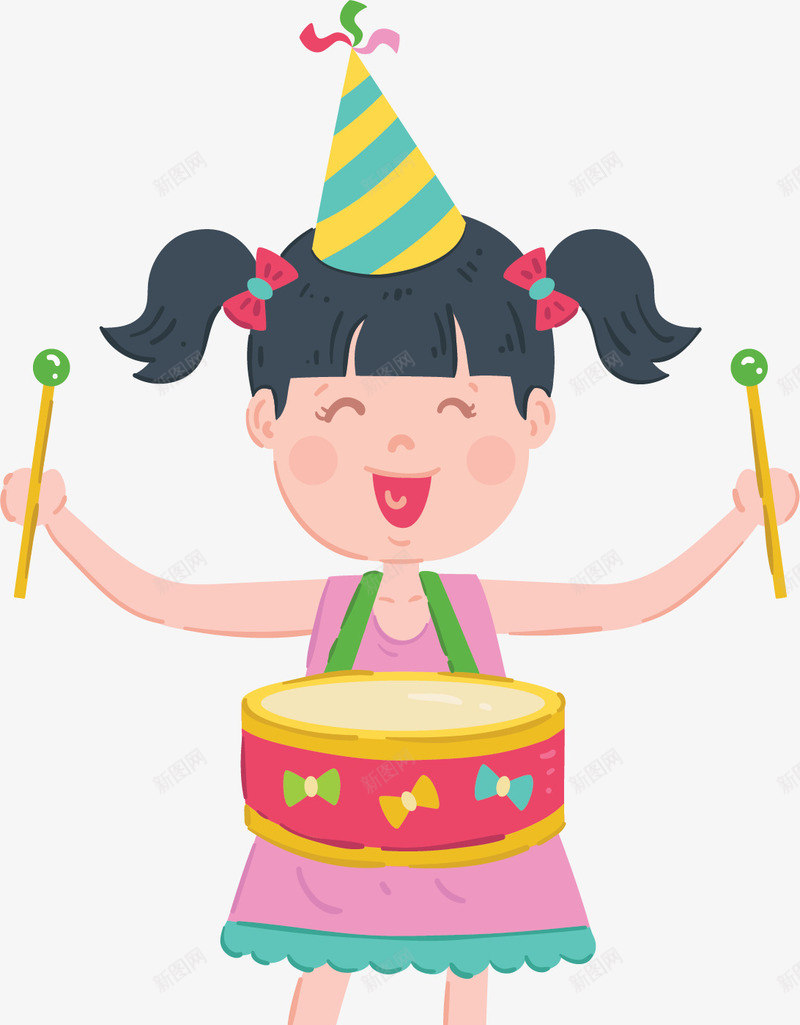 生日派对打鼓女孩矢量图ai免抠素材_88icon https://88icon.com 庆祝生日 打鼓 打鼓女孩 打鼓的小女孩 狂欢的人 生日派对 矢量png 矢量图