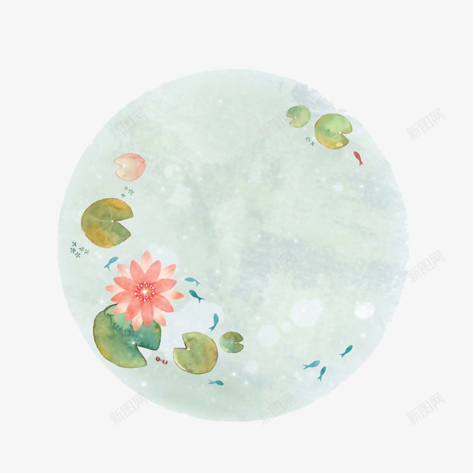 中国风圆形荷花背景png免抠素材_88icon https://88icon.com 中国风 圆形 素材背景 荷花