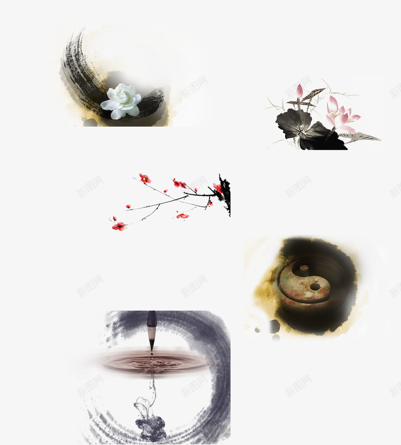 艺术培训中国水墨风psd免抠素材_88icon https://88icon.com 中国风 水墨 画 笔 艺术培训 荷花