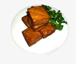 香菜叶图片盘子中的豆腐干片高清图片