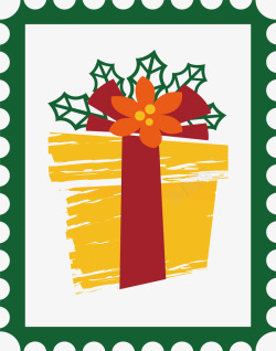 圣诞节邮票卡通圣诞礼物邮票矢量图高清图片