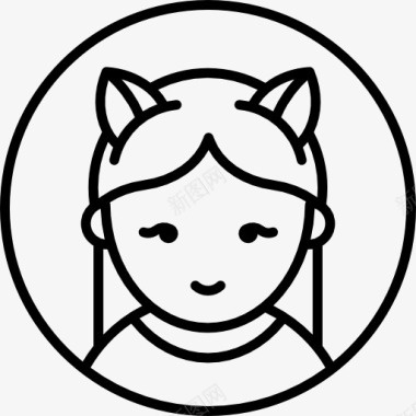 女孩与猫耳朵图标图标