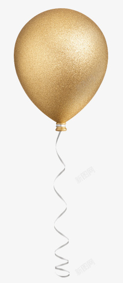 一颗气球金色带线的金气球高清图片