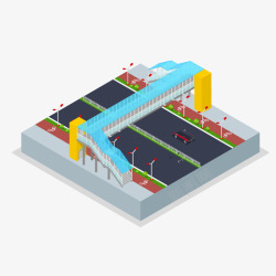 城市立交桥立体3D地标建筑素材