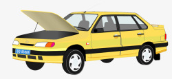 引擎盖黄色小汽车高清图片