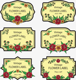 复古红花标题框素材