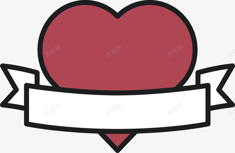 红色爱心彩带标题框png免抠素材_88icon https://88icon.com 亲吻情人节 彩带标题框 爱情的象征 矢量素材 红色爱心