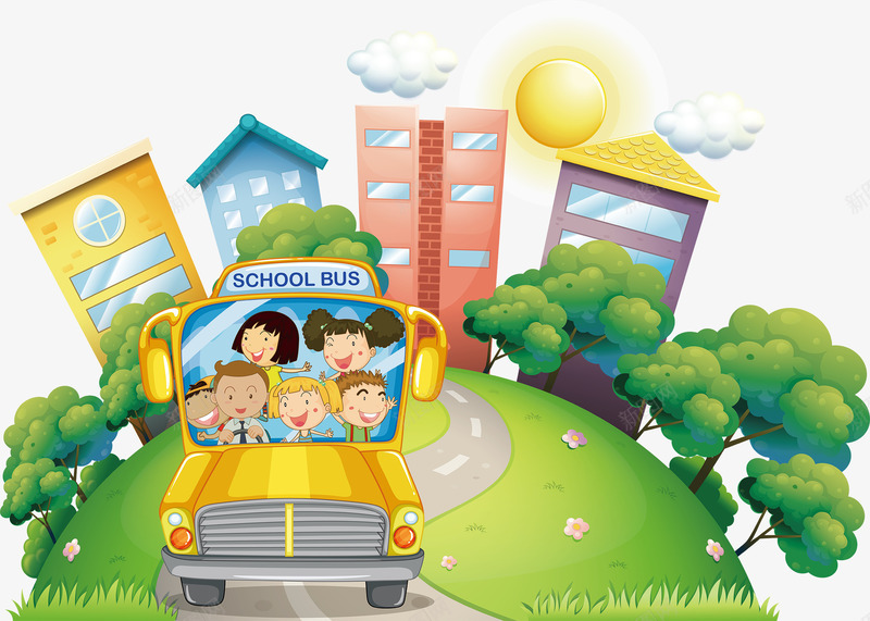 幼儿园上学去啦png免抠素材_88icon https://88icon.com 坐车去幼儿园 学前班 小汽车 幼儿园