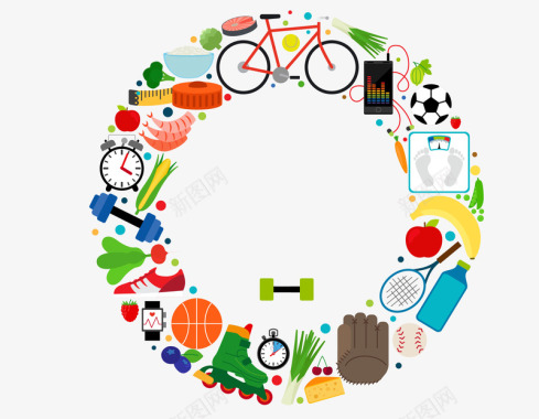 运动会徽环形健康饮食运动图标矢量图图标