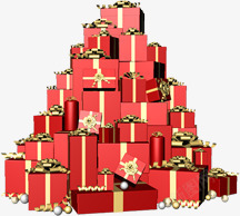 圣诞节元素红色质感礼盒包装素材