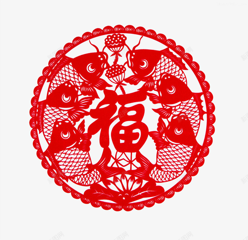 锦鲤福字剪纸png免抠素材_88icon https://88icon.com 剪纸 窗花 荷花 莲藕 锦鲤