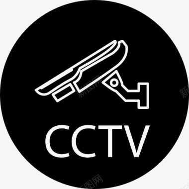 旧相机CCTV监控摄像机在一个圆圈图标图标