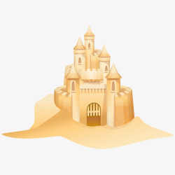 卡通海边的沙雕城堡矢量图素材