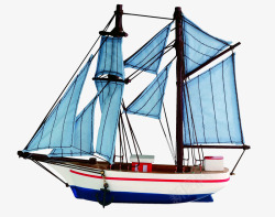 蓝色的帆船模型素材