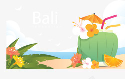 巴厘岛旅游度假海报矢量图素材