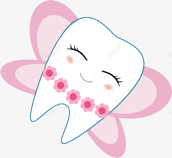 粉色卡通花朵健康牙齿png免抠素材_88icon https://88icon.com 健康 卡通 牙齿 粉色 花朵