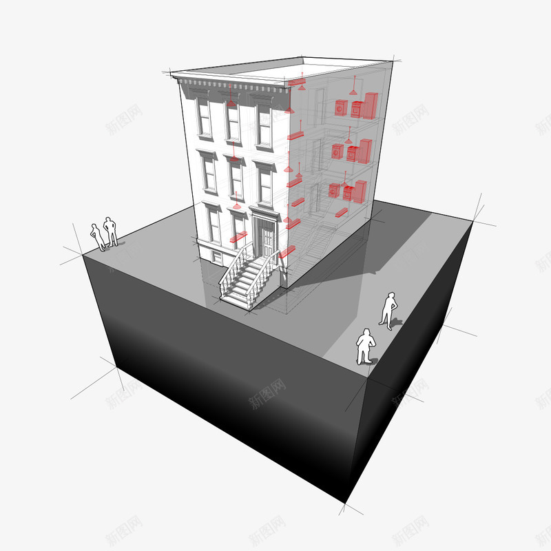 建筑模型示意图png免抠素材_88icon https://88icon.com 建筑工人 建筑模型 样板房 模型楼