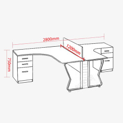组合办公桌二人位组合屏风办公桌高清图片