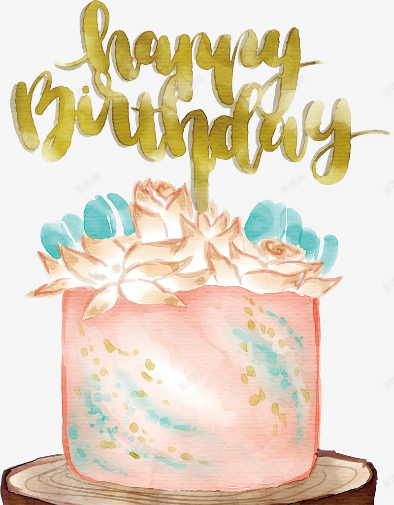 粉红色水彩手绘生日蛋糕png免抠素材_88icon https://88icon.com 生日快乐 生日蛋糕 矢量png 粉红色蛋糕 荷花蛋糕 蛋糕