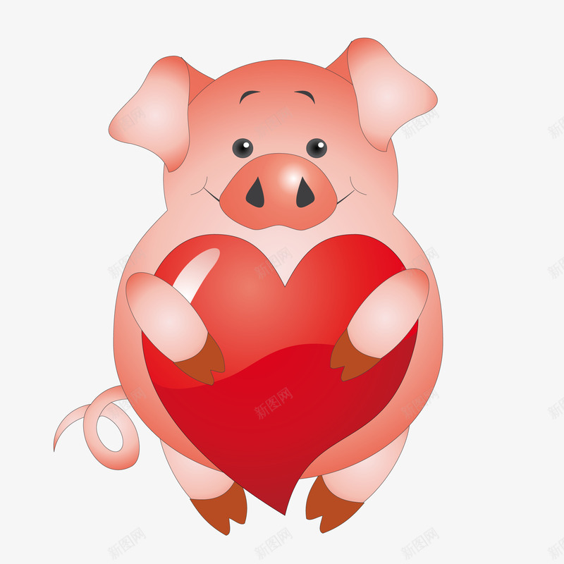 抱着爱心的小猪矢量图ai免抠素材_88icon https://88icon.com 七夕节 动物设计 卡通 情人节 爱心 粉红猪 矢量图