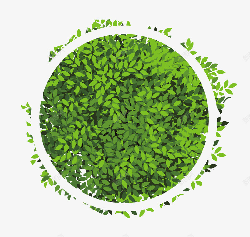 绿色圆圈树叶效果元素png免抠素材_88icon https://88icon.com 免抠PNG 圆圈 效果元素 树叶 绿色
