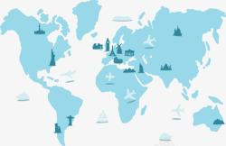 蓝色世界地图旅游日矢量图素材