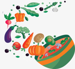 秋季健康蔬菜沙拉矢量图素材