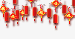 春节红色喜庆红灯笼福字挂饰装饰素材