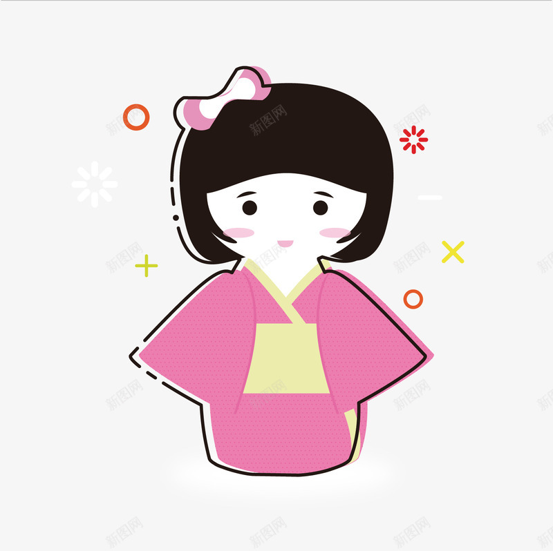 可爱的东营娃娃矢量图ai免抠素材_88icon https://88icon.com 可爱的小人 和服 日本 穿和服的娃娃 矢量图