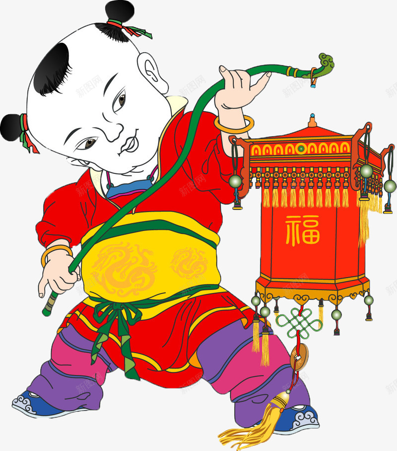 拿着灯笼的年画娃娃png免抠素材_88icon https://88icon.com 元宵节灯笼 年画娃娃 拿着 灯笼