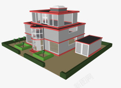 卡通大房子卡通别墅房屋建筑模型图标高清图片