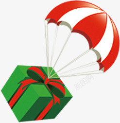 绿色礼盒降落伞淘宝促销素材