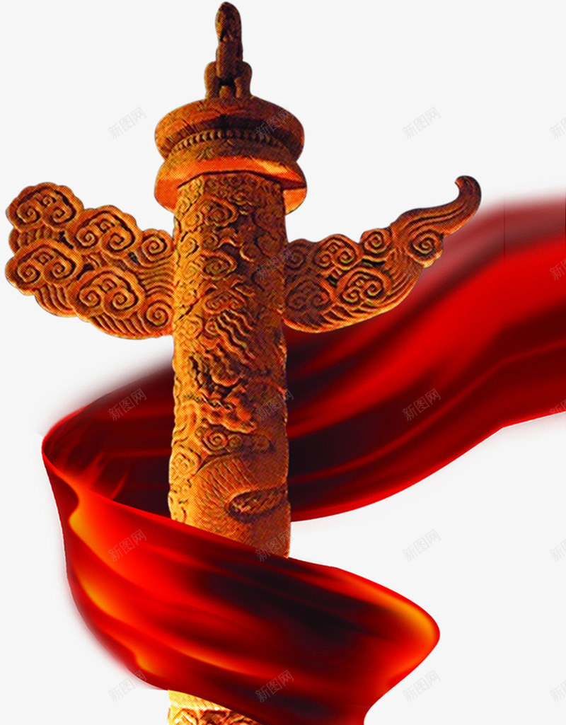 红色丝绸围绕柱子png免抠素材_88icon https://88icon.com 丝绸 围绕 柱子 红色