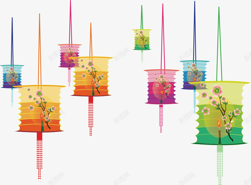 彩色纸灯笼png免抠素材_88icon https://88icon.com 彩色 手绘 灯笼 装饰素材