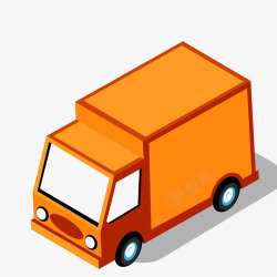 橘色车轮橘色小货车手绘图高清图片