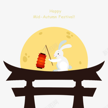 节日庆祝兔子迎中秋图标图标