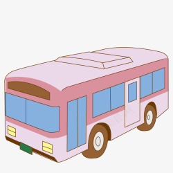 卡通版粉色的公交车素材