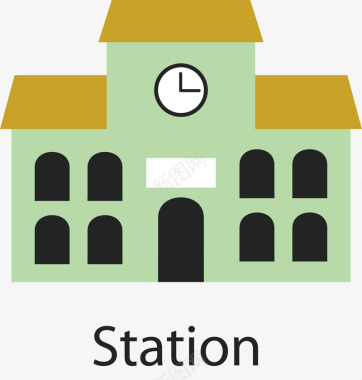女人时间车站火车站的图标矢量图图标