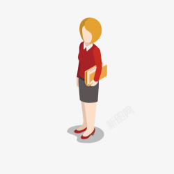 黄色短裙商务红色女性人物模型矢量图高清图片