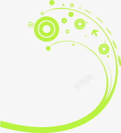 手绘绿色圆圈弧线素材
