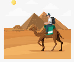骑着骆驼埃及旅游矢量图素材