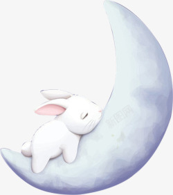 浪漫七夕效果卡通兔子月亮素材