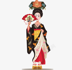 穿着日本服饰的女士矢量图素材